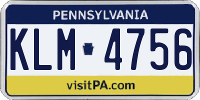 PA license plate KLM4756