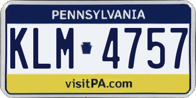 PA license plate KLM4757