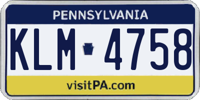 PA license plate KLM4758