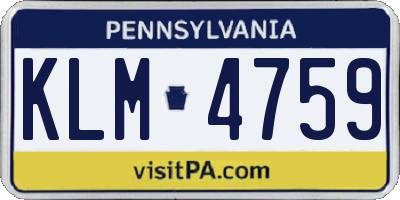 PA license plate KLM4759