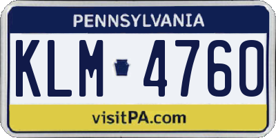 PA license plate KLM4760
