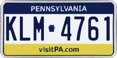 PA license plate KLM4761