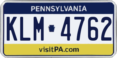 PA license plate KLM4762