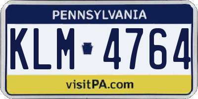 PA license plate KLM4764