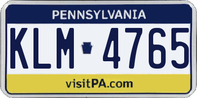 PA license plate KLM4765