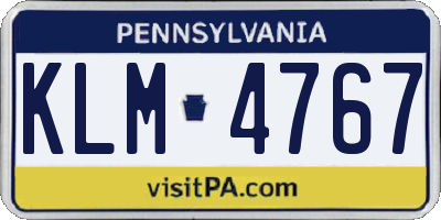PA license plate KLM4767