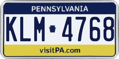 PA license plate KLM4768
