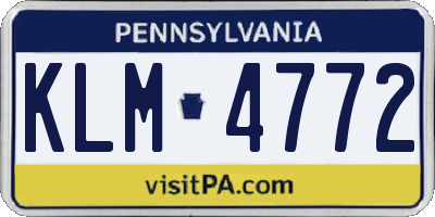 PA license plate KLM4772