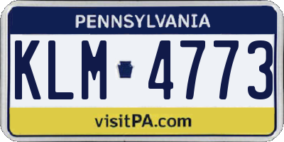 PA license plate KLM4773