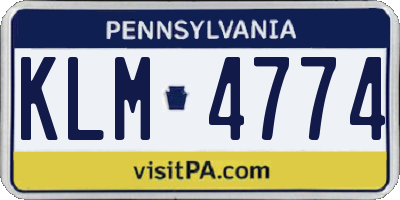 PA license plate KLM4774
