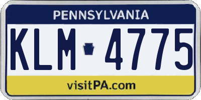 PA license plate KLM4775