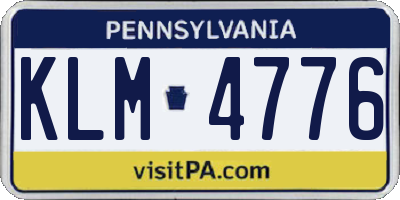 PA license plate KLM4776