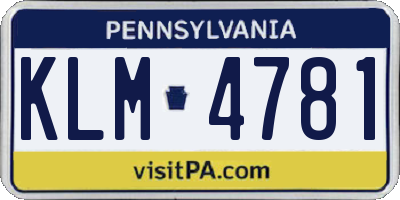PA license plate KLM4781
