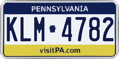 PA license plate KLM4782