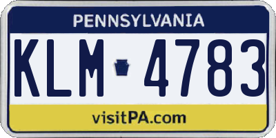 PA license plate KLM4783