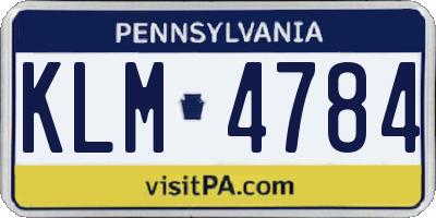 PA license plate KLM4784