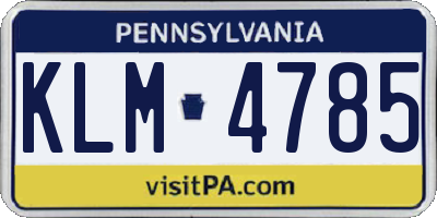PA license plate KLM4785