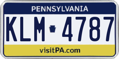 PA license plate KLM4787