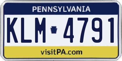 PA license plate KLM4791