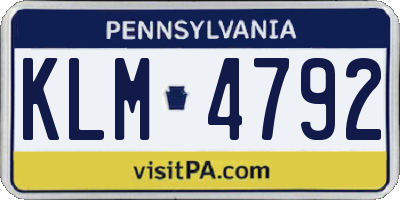 PA license plate KLM4792