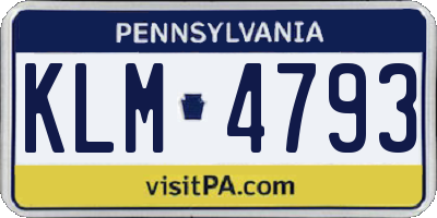 PA license plate KLM4793
