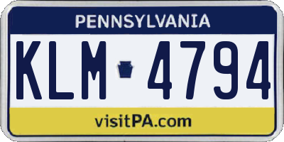 PA license plate KLM4794