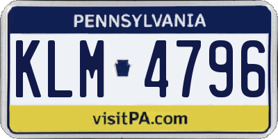 PA license plate KLM4796