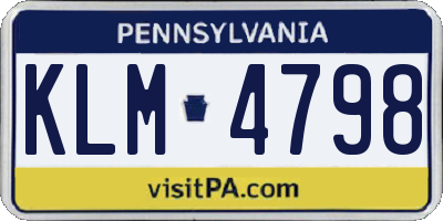 PA license plate KLM4798