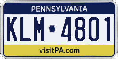 PA license plate KLM4801