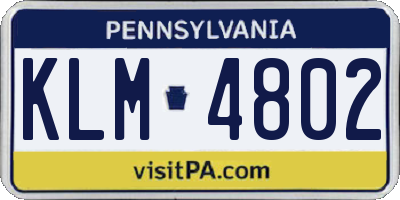 PA license plate KLM4802