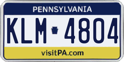 PA license plate KLM4804
