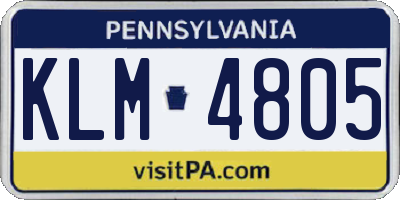 PA license plate KLM4805