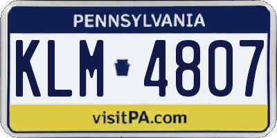PA license plate KLM4807