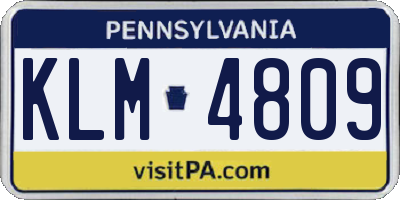 PA license plate KLM4809