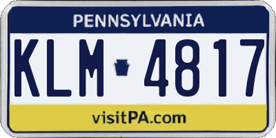 PA license plate KLM4817