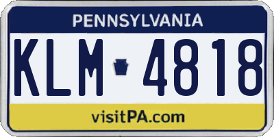 PA license plate KLM4818