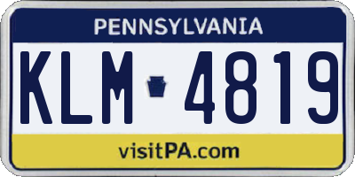 PA license plate KLM4819