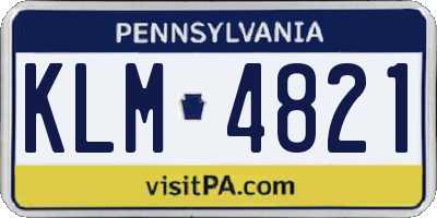 PA license plate KLM4821