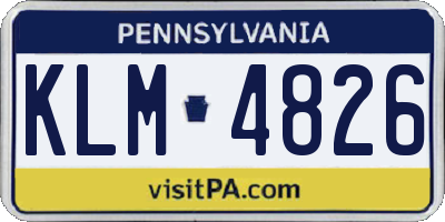 PA license plate KLM4826