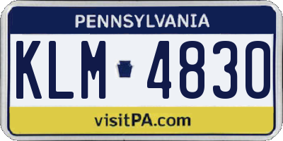 PA license plate KLM4830
