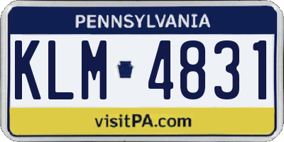PA license plate KLM4831