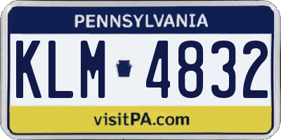 PA license plate KLM4832