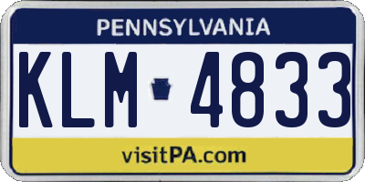 PA license plate KLM4833