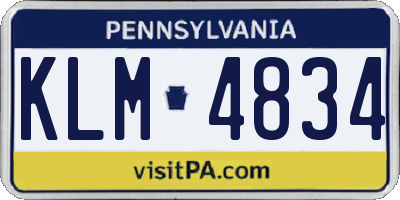 PA license plate KLM4834