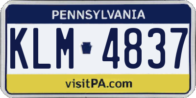 PA license plate KLM4837