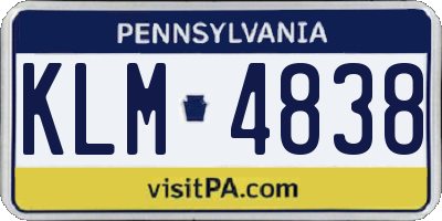 PA license plate KLM4838