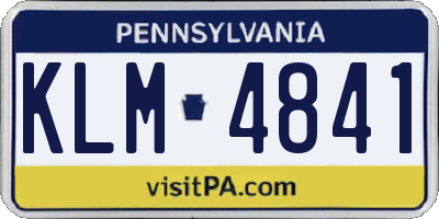 PA license plate KLM4841