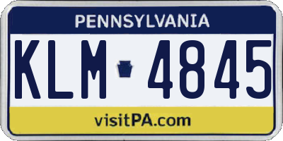 PA license plate KLM4845