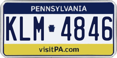 PA license plate KLM4846