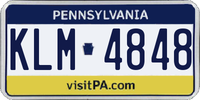 PA license plate KLM4848